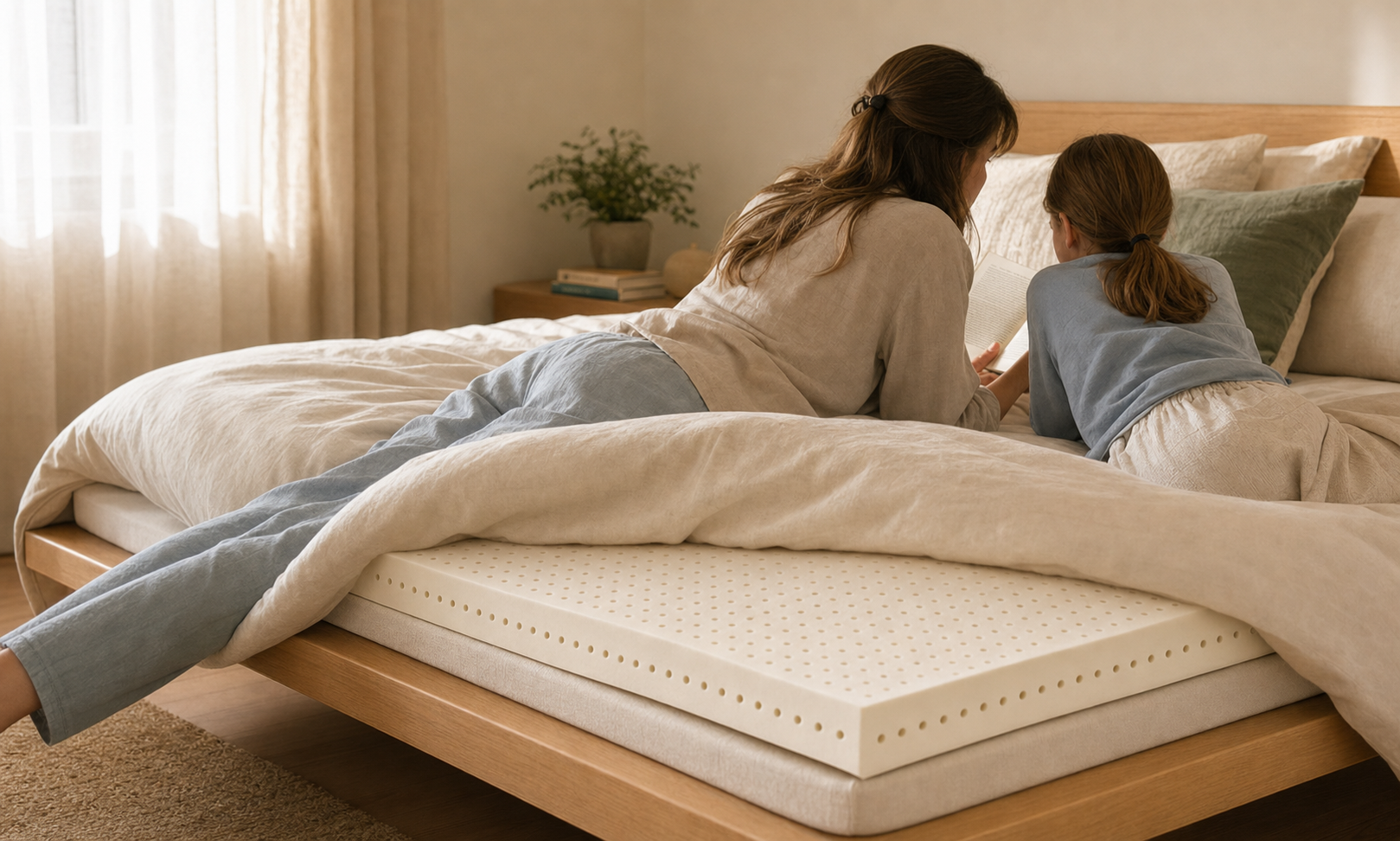 Family using a Talalay latex mattress